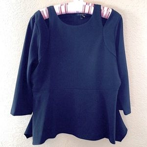 DONNA KARAN Black Peplum Top, NEVER WORN, Excellent Condition! Size XL, Sexy!